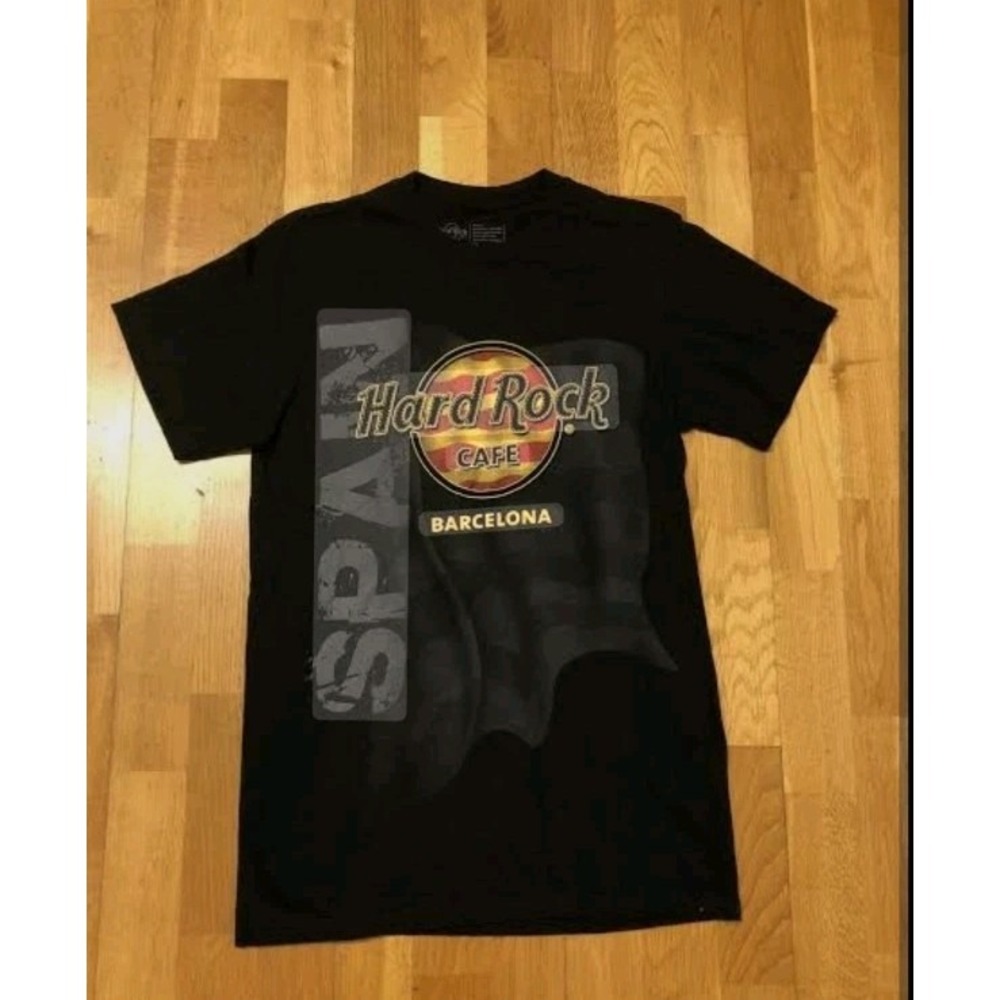 Hard Rock Cafe Barcelona‎ Unisex Black Graphic Short Sleeve T-Shirt Top XLarge